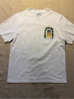 Casablanca Tennis Club Avenida Graphic T-Shirt White Mens S Cotton Short Sleeve